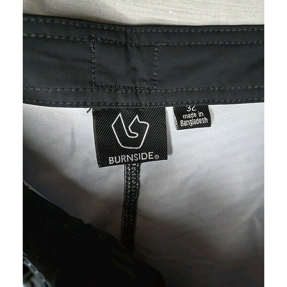 Mens Burnside Blue/Gray Striped Swim Trunks Stretch Shorts Size 32, Inseam 9" - Picture 8 of 10